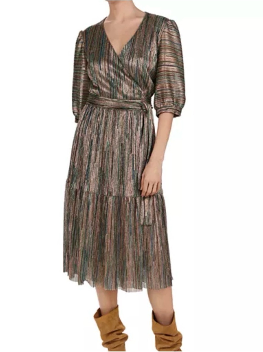 BA&SH Metallic Wrap Dress Sz 3/L